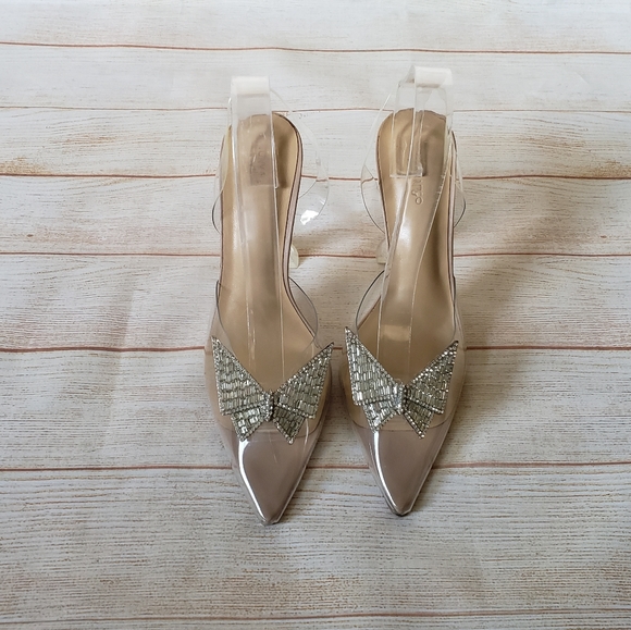 Tony Bianco Laos Clear Vinylite Translucent Jeweled Pointy Toe Heels Size 9 - Picture 11 of 16